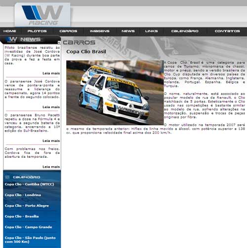 Informações: W Racing lança novo site