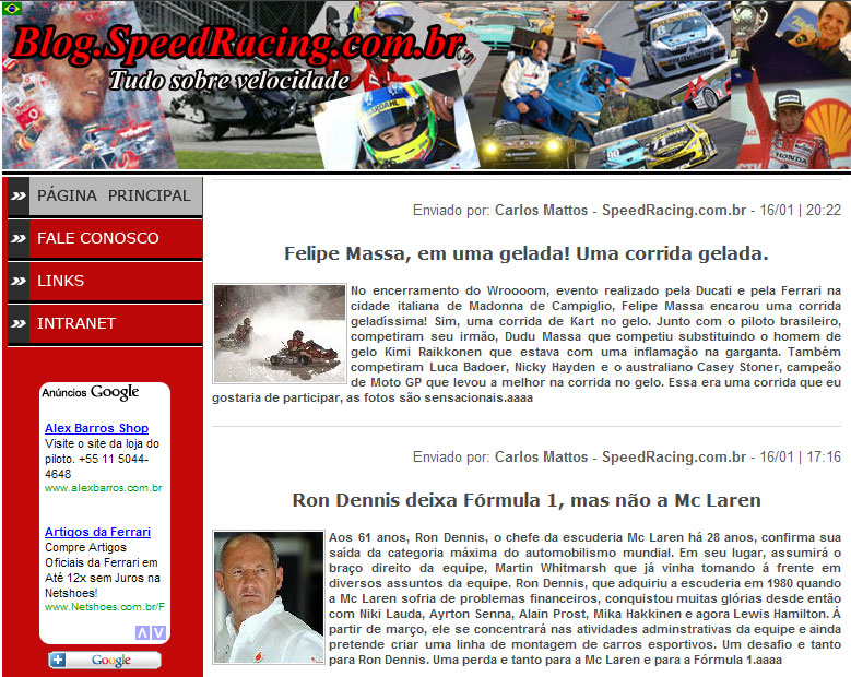 Informações: SpeedRacing.com.br lança Blog, confira!