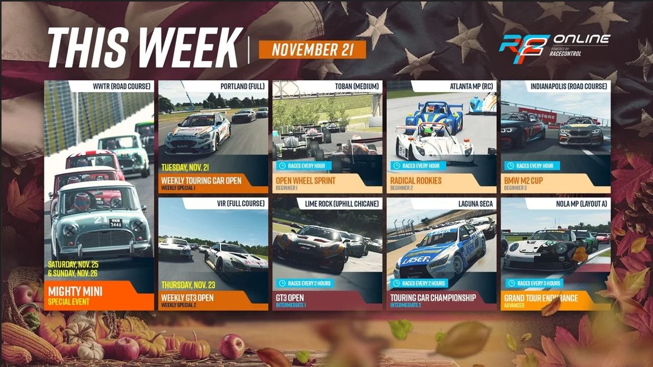 Jogos: rFactor 2 – Agenda da Semana 21/11/2023 – 27/11/2023