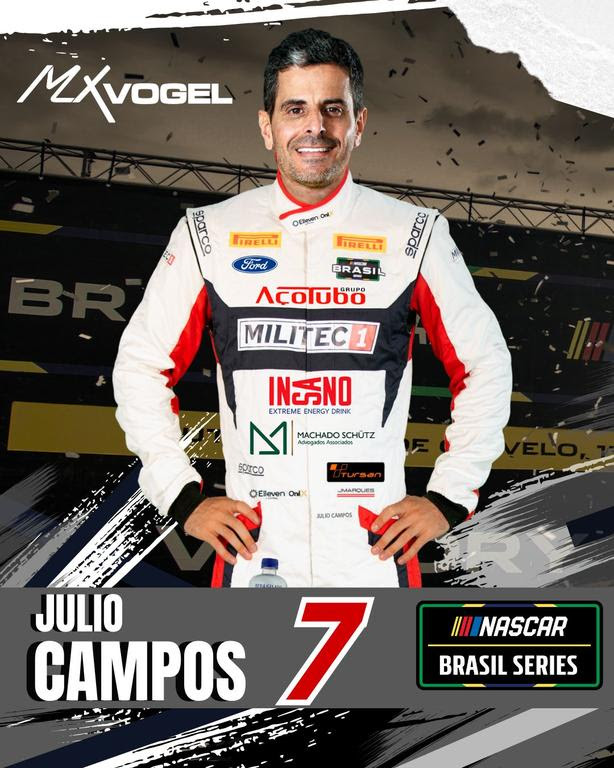 NASCAR Brasil: Bicampeão Julio Campos confirma presença na MX Vogel para 2025