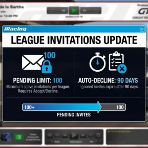 iRacing anuncia mudanças no Sistema de Ligas: Limite de convites e expiração automática