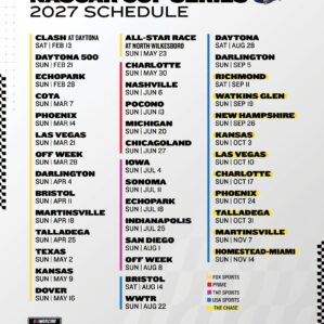 NASCAR: Confira o calendário para 2027 da Cup Series